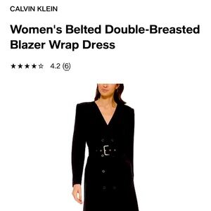 Calvin Klein Belted Double-Breasted Blazer Wrap Dress Black Size 4